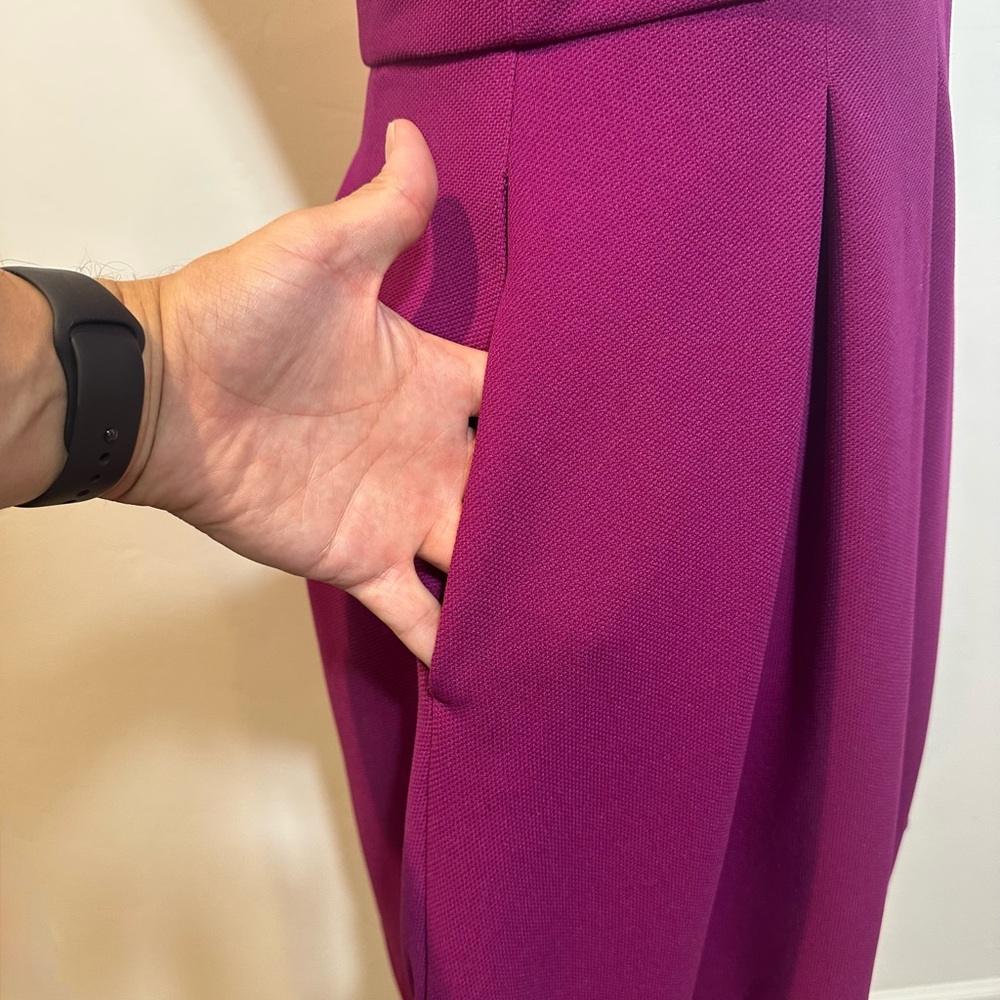 Betsey Johnson Magenta Cutout Fit & Flare Dress Size 6 Pockets Gold Zipper - Picture 9 of 12